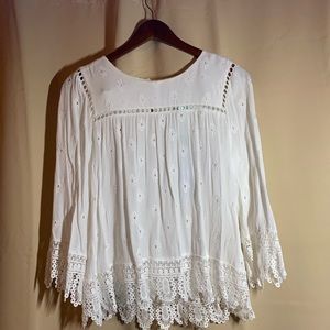 Pale sky NWT white lace blouse